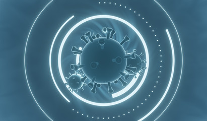 Corona virus digital background, covid-19 futuristic digital innovation background with protective shield