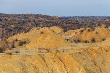 View of old sand slag heaps