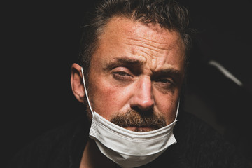 man wearing protective breathing mask