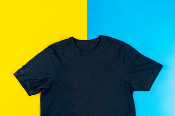 simple t-shirt top isolated, minimalistic concept with copy space mockup, a view from above