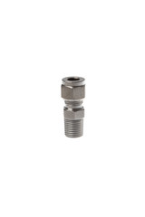 Steel coupling for quick metal pipe connection with thread, isolated on white background