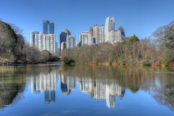 Fototapeta na wymiar Atlanta, Georgia city center with reflections