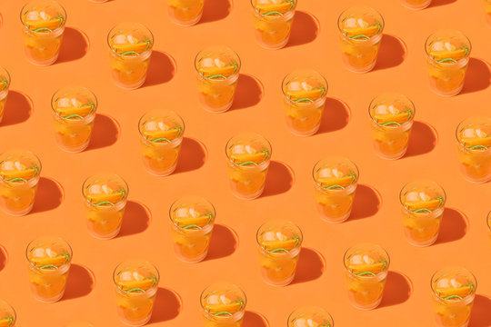 Refreshing water infused with orange slices