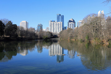 Fototapeta na wymiar Atlanta, Georgia city center and reflections