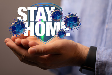 Coronavirus outbreak. stay at home stay safe. keep calm and work from home. 3d.