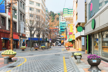 Street in center of Busan in morning