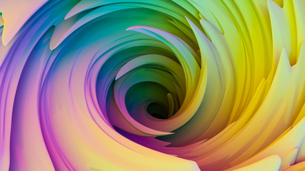 multicolored abstract spiral shape. 3d render illustration. background