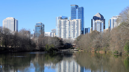 Fototapeta na wymiar Atlanta, United States skyline with reflections