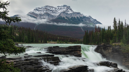 Athabasca Falls in a cloudy day, Alberta, Icefield Pkwy.