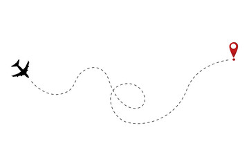 Airplane route in heart shape. Travel and tourism concept. Vector illustration EPS10