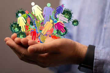 Group of virus cells. 3D illustration of virus cells.