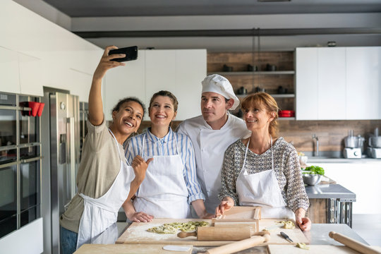 Kitchen class taking a selfie