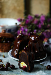 Chocolate Cherry Cheesecake Bundt Cake..style rustic