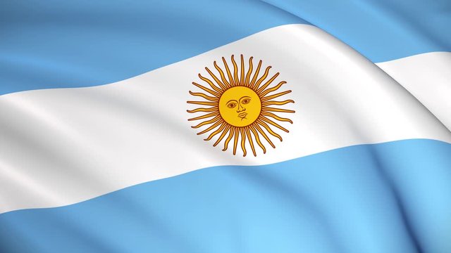 The national flag of Argentina - 4K seamless loop animation of the Argentinian flag. Highly detailed realistic 3D rendering
