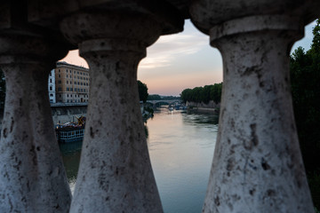 Fototapeta premium Bridge sunsent rome italy