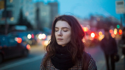 Unhappy woman on the street