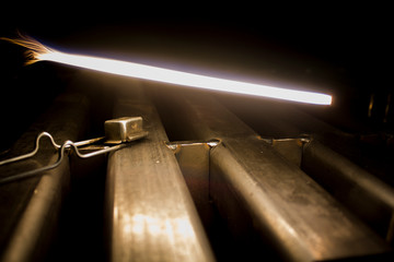 Flame produces from Acetylene burn with oxygen