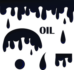 Set Oil drop, Blot, Liquid stain, Current drops, ink  drops. Vector illustration.Paint drips background. Vector dripping paint. Illustrations of various dripping black paint. Ink drip and blob.