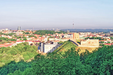 Fototapeta premium Gediminas Tower and Lower Castle in Vilnius of Lithuania