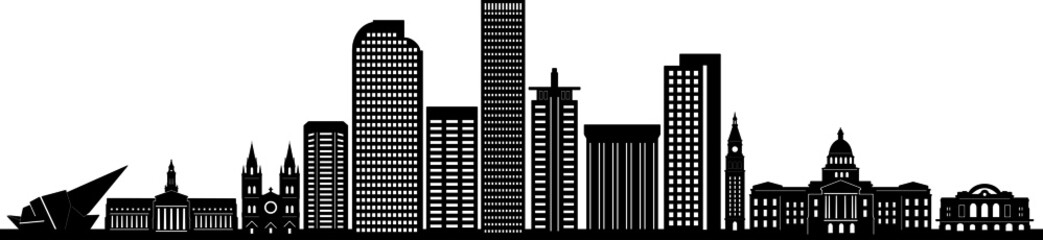 DENVER City Skyline Silhouette Cityscape Vector - obrazy, fototapety, plakaty