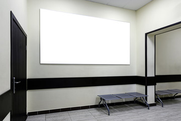 Stock for mockup. Frame for a photo, picture, or inscription. Modern office interior.