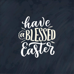 Obraz premium Calligraphy lettering slogan about Easter for flyer and print design. Vector illustration. Template banner, poster, greeting postcard.