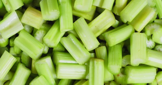 Sliced pieces of fresh celery.