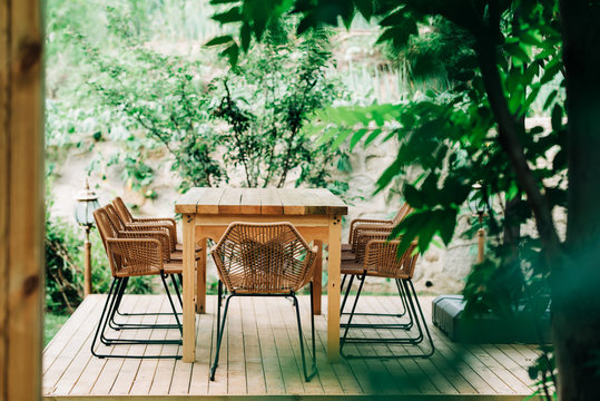 Dining table in a garden