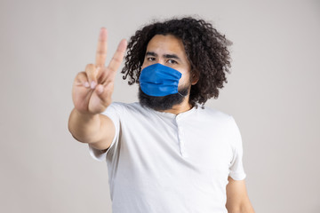 Man greeting by new style for prevent coronavirus. social distancing