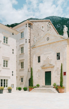 Square Of Old Town Perast with Saint Marko chapel.
