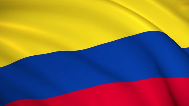 The national flag of Colombia - 4K seamless loop animation of the Colombian flag. Highly detailed realistic 3D rendering