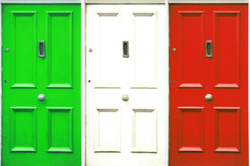  Door symbolizing closing. Italian flag colored door.