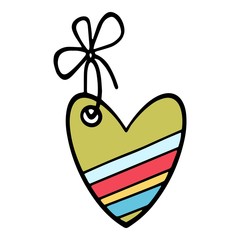 Colorful Easter carton heart icon. Hand drawn illustration of Colorful Easter carton heart vector icon for web design