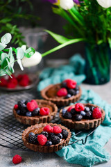 vegan chocolate tartlets with avocado chocolate pudding.style  vintage