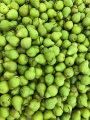 lots of delicious ripe pears for healthy food like the background