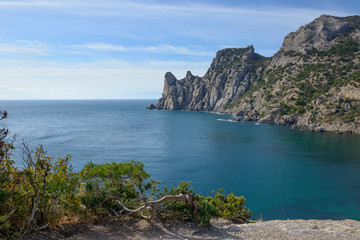 Fototapeta premium View towards Chicken-Kaya cape and Deliliman Bay, Crimea, Russia.