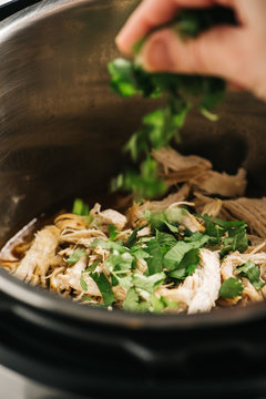 Adding cilantro to a chicken instant pot recipe