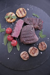 grilled meat grilled vegetables corn