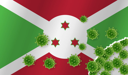 Flag of Burundi with outbreak virus. Epidemic or Pandemic coronavirus, sars, mers, influenza...