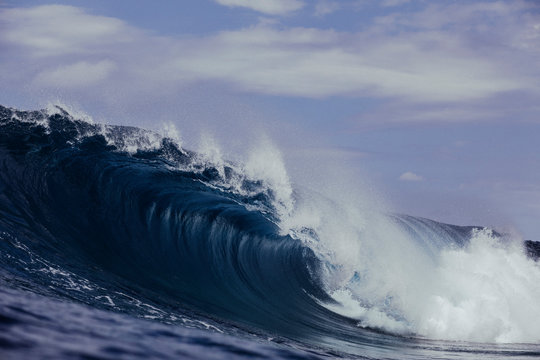 A powerful wave breaks in Gran Canaria, Spain.