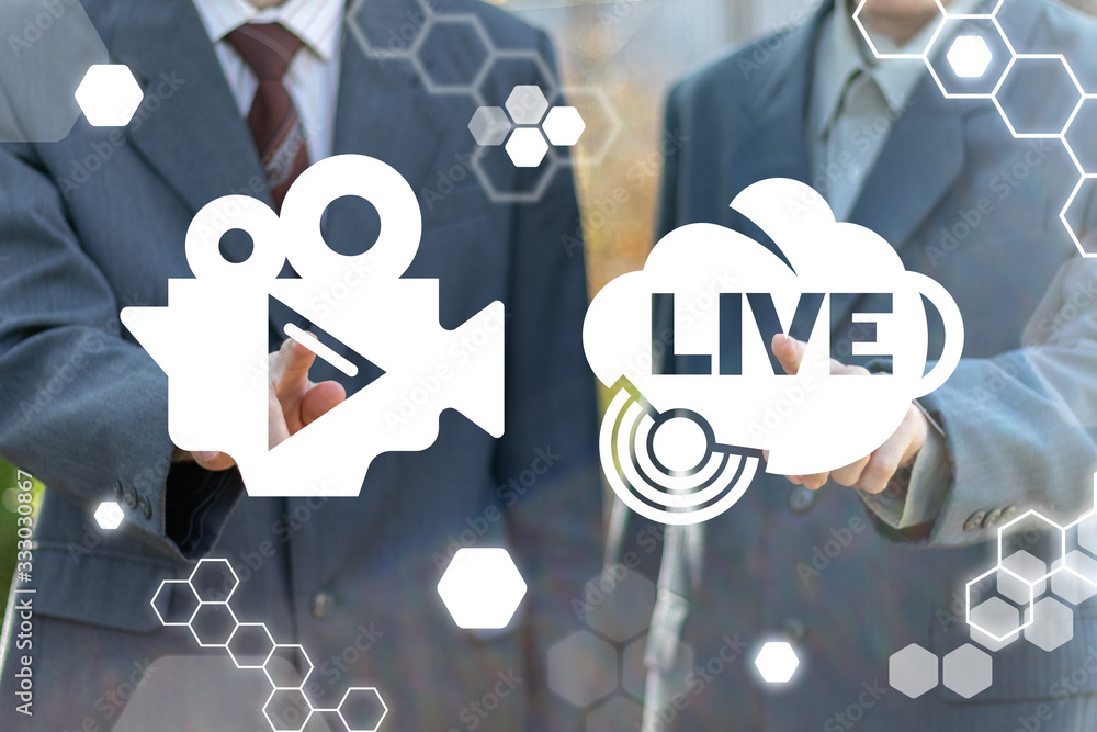 Poster internet video live stream concept. live streaming media broadcasting cloud networking technology.
