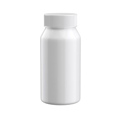 Medicine bottle template. Blank vitamin jar mockup. Drugs container. 