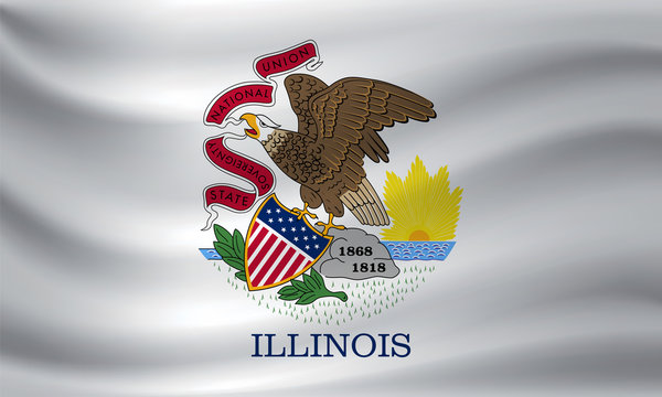 Waving Flag Of Illinois. Vector Illustration