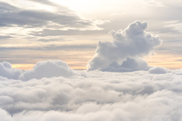 Beautiful view from above clouds at dusk