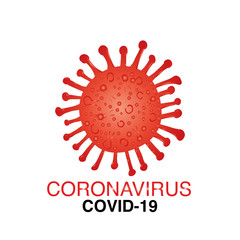 Red covid-19 and Corona virus infection vector with coronavirus text banner with white background