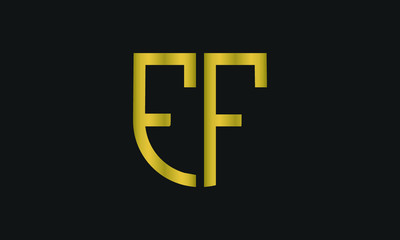 Letter E F monogram and shield sign combination. Line art logo design. Symbolizes reliability, safety, power, security.