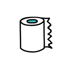 toilet paper doodle icon, vector illustration