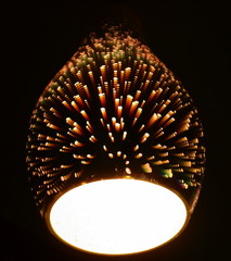 LED lamp in the dark in the living room