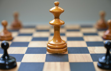 Concept chess pieces express social distancing