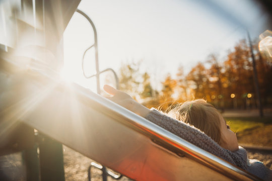 Fun at the park while sliding